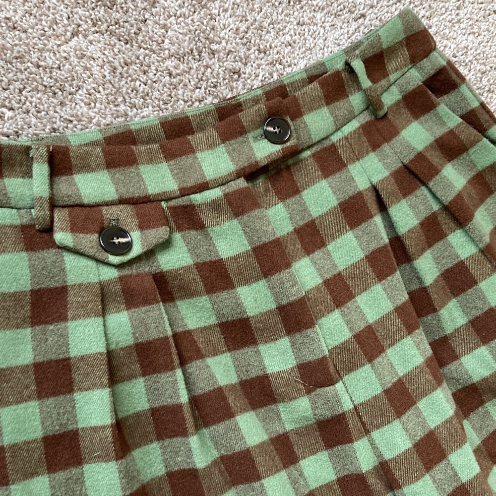 FRNCH Paris High Waisted Wide Leg Plaid Buffalo Check Pleated Trousers Pants L - Picture 6 of 13